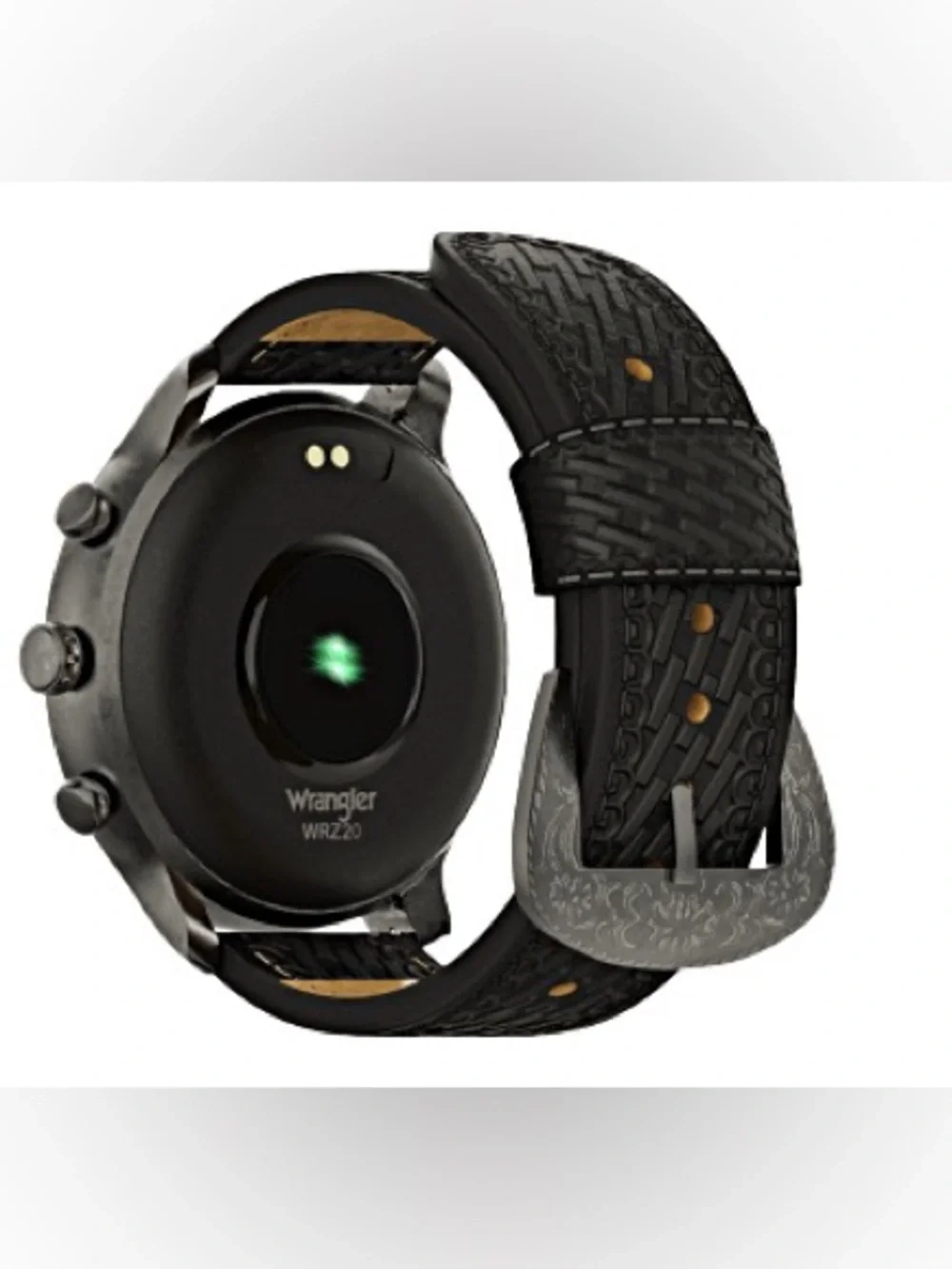 🆕 Wrangler Round Silvertone Smartwatch Leather Strap Android iPhone Compatible